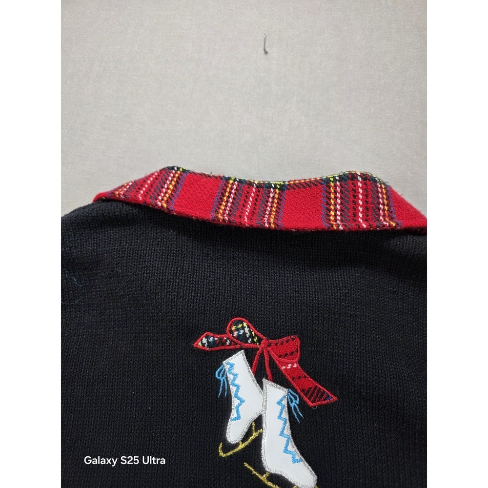 Mercer Street Studio Full Zip Cardigan Small Snowman Mittens Ice Skate Christmas - Picture 9 of 11